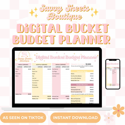 Digital Bucket Budget Planner - by Savvy Sheets Boutique