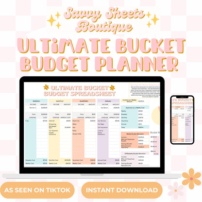 Ultimate Bucket Budget Spreadsheet - by Savvy Sheets Boutique