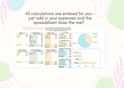 Savvy Sheets - Bucket Budget Spreadsheet - Google Sheets Instant Download