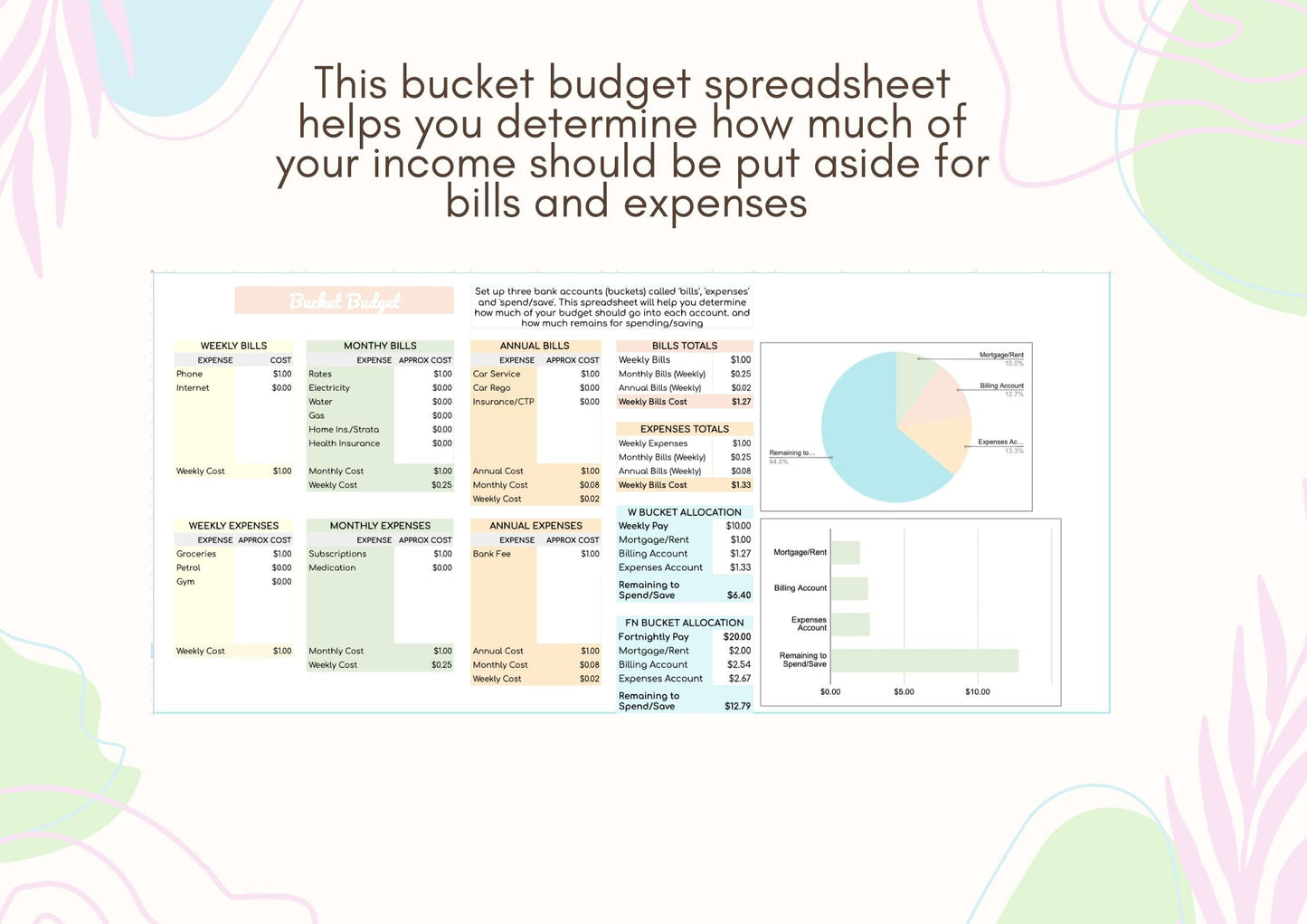 Savvy Sheets - Bucket Budget Spreadsheet - Google Sheets Instant Download