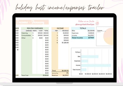 Holiday Host Income and Expenses Tracker Spreadsheet - Google Sheets Instant Download