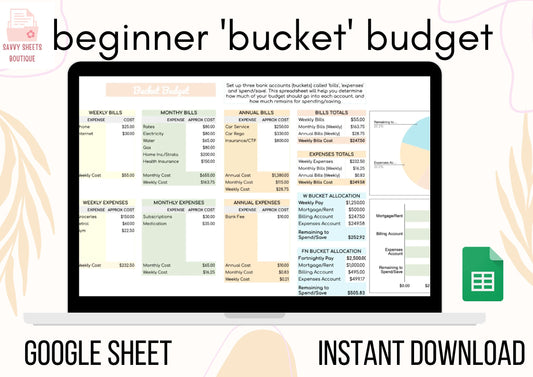 the Bucket Budget Spreadsheet - Google Sheets Instant Download