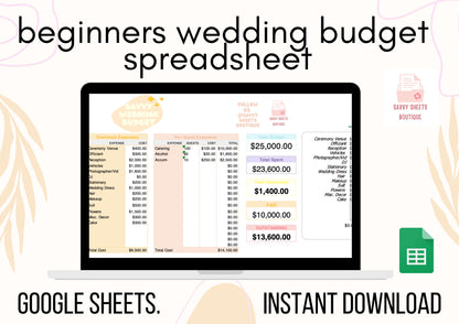 Savvy Wedding Budget Planner - Google Sheets Instant Download