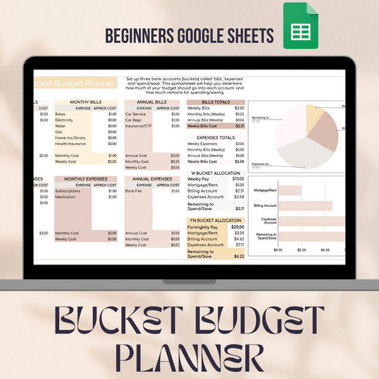 Savvy Sheets - Pink Mauve Bucket Budget Planner Spreadsheet - Google SheetsI Instant Download