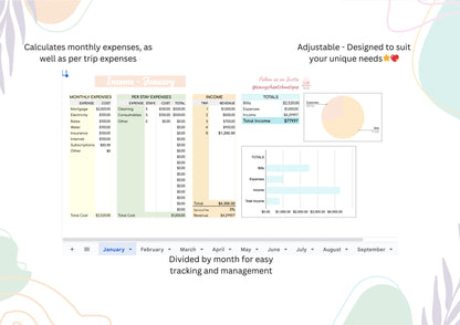 Holiday Host Income and Expenses Tracker Spreadsheet - Google Sheets Instant Download