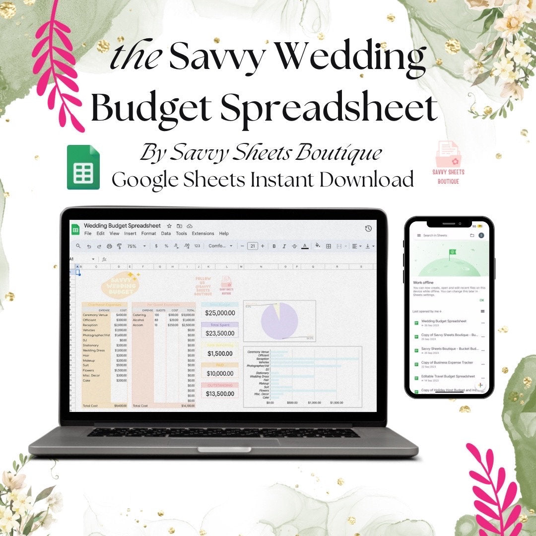 Savvy Wedding Budget Planner - Google Sheets Instant Download