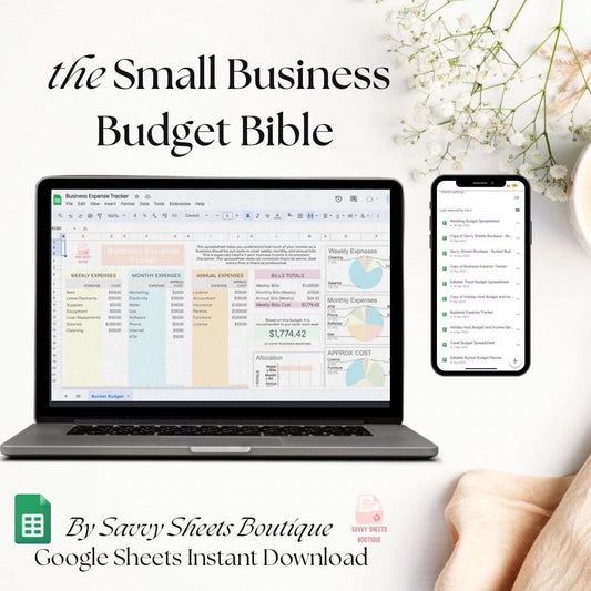 Business Expenses Tracker Budget Spreadsheet- Google Sheets Instant Download