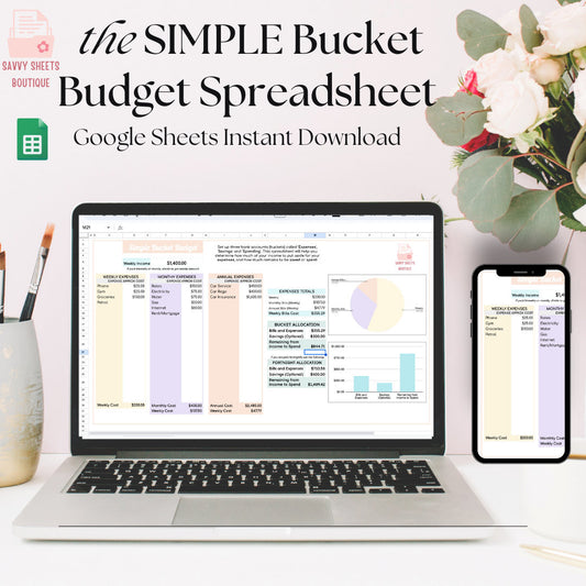 Simple Bucket Budget Spreadsheet - Google Sheets Instant Download